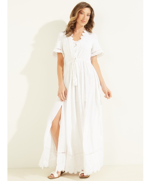 Guess（ゲス）の「Francesca Dress（ワンピース・レディース・ホワイト/ピンク・SMALL/X-SMALL/MEDIUM）」の4枚目の写真
