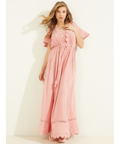 Guess（ゲス）の「Francesca Dress（ワンピース・レディース・ホワイト/ピンク・SMALL/X-SMALL/MEDIUM）」の7枚目の写真