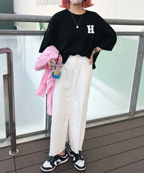 HWG_5（エイチダブルゴー）の「HWG_5オリジナル ビッグシルエット HロゴプリントTシャツ（Tシャツ/カットソー・レディース・ホワイト/ブラック・FREE）」の3枚目の写真