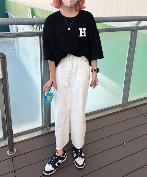 HWG_5（エイチダブルゴー）の「HWG_5オリジナル ビッグシルエット HロゴプリントTシャツ（Tシャツ/カットソー・レディース・ホワイト/ブラック・FREE）」の5枚目の写真