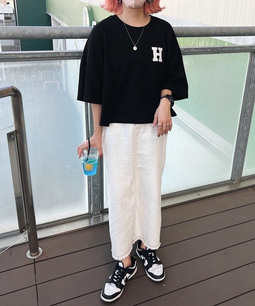 HWG_5（エイチダブルゴー）の「HWG_5オリジナル ビッグシルエット HロゴプリントTシャツ（Tシャツ/カットソー・レディース・ホワイト/ブラック・FREE）」の7枚目の写真