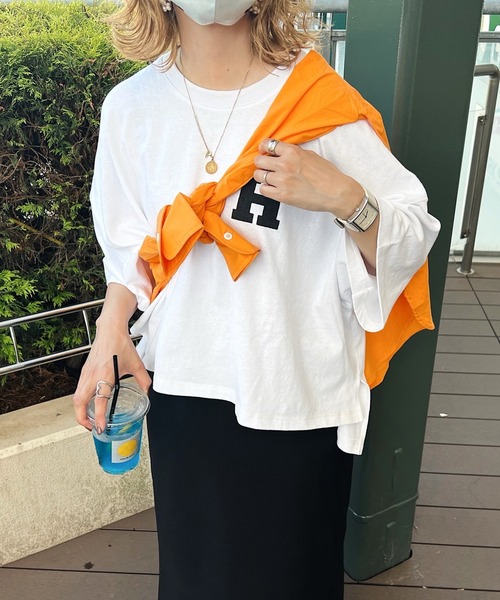 HWG_5（エイチダブルゴー）の「HWG_5オリジナル ビッグシルエット HロゴプリントTシャツ（Tシャツ/カットソー・レディース・ホワイト/ブラック・FREE）」の8枚目の写真