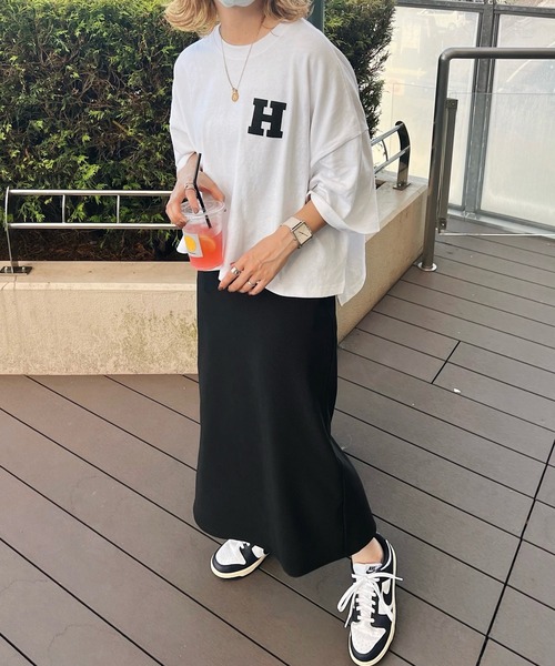 HWG_5（エイチダブルゴー）の「HWG_5オリジナル ビッグシルエット HロゴプリントTシャツ（Tシャツ/カットソー・レディース・ホワイト/ブラック・FREE）」の9枚目の写真