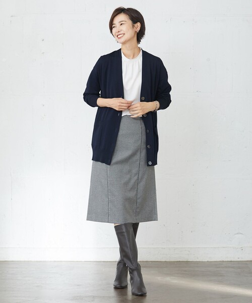 J.PRESS Ladies(J.プレス レディス)の「【洗える】Mixツイードチェック スカート(スカート・レディース・ライトグレー系3/ブラウン系3・S/XS/XXS)」の4枚目の写真
