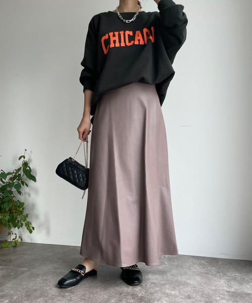 DouDou（ドゥドゥ）の「【WEB限定】フェイクレザーフレアスカート（スカート・レディース・チャコールグレー/モカ・FREE）」の20枚目の写真