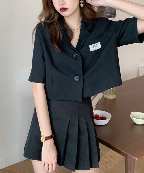 LOPASS（ロパス）の「ハーフスリーブテーラードサマージャケット（テーラードジャケット・レディース・ブラック/ホワイト・L/M）」の16枚目の写真