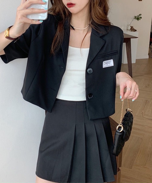 LOPASS（ロパス）の「ハーフスリーブテーラードサマージャケット（テーラードジャケット・レディース・ブラック/ホワイト・L/M）」の17枚目の写真