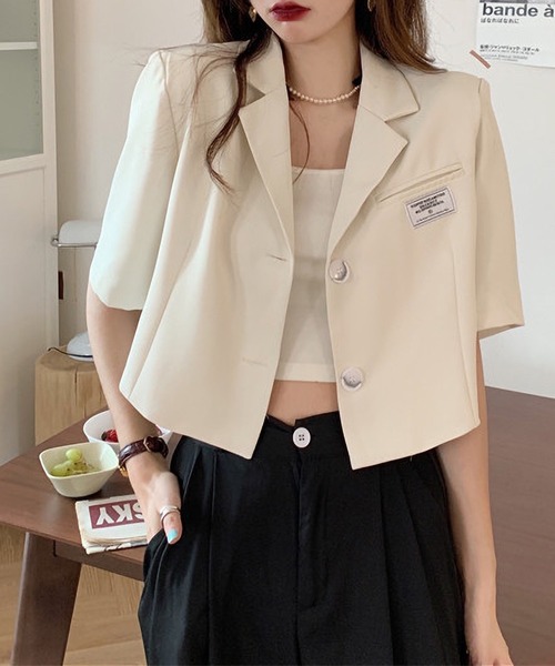 LOPASS（ロパス）の「ハーフスリーブテーラードサマージャケット（テーラードジャケット・レディース・ブラック/ホワイト・L/M）」の3枚目の写真