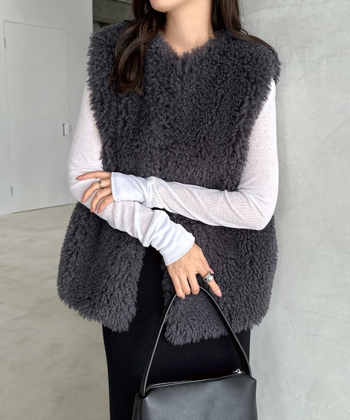 セール】シープ風ファーベスト（ベスト）｜andme（アンドミー）の