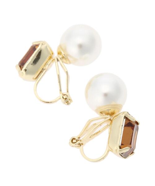 Te chichi（テチチ）の「ビジュー&パールリバーシブルイヤリング（ピアス（両耳用）・レディース・ブラウン/イエロー・ﾌﾘ-）」の3枚目の写真