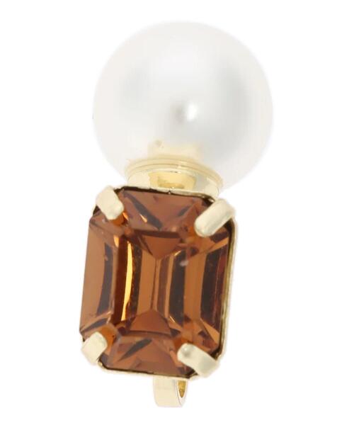 Te chichi（テチチ）の「ビジュー&パールリバーシブルイヤリング（ピアス（両耳用）・レディース・ブラウン/イエロー・ﾌﾘ-）」の4枚目の写真