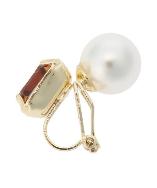 Te chichi（テチチ）の「ビジュー&パールリバーシブルイヤリング（ピアス（両耳用）・レディース・ブラウン/イエロー・ﾌﾘ-）」の5枚目の写真