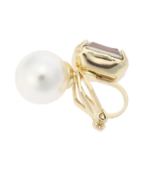 Te chichi（テチチ）の「ビジュー&パールリバーシブルイヤリング（ピアス（両耳用）・レディース・ブラウン/イエロー・ﾌﾘ-）」の6枚目の写真