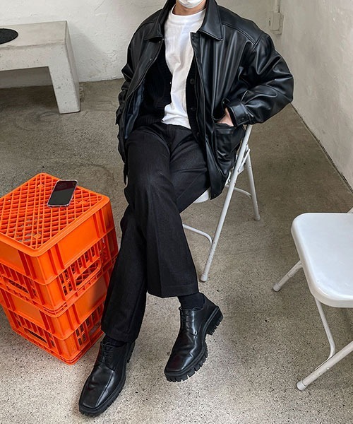 ASCLO(エジュクロ)の「ASCLO Volume Big Pocket Banding Leather Jacket(ブルゾン・メンズ・ブラック・FREE)」の7枚目の写真
