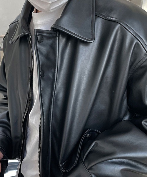 ASCLO(エジュクロ)の「ASCLO Volume Big Pocket Banding Leather Jacket(ブルゾン・メンズ・ブラック・FREE)」の12枚目の写真