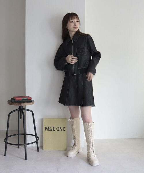 onulsoha(オヌルソハ)の「レースアップロングブーツ(ブーツ・レディース・ブラック/オフホワイト・M/L/S)」の6枚目の写真