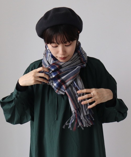 bulle de savon（ビュルデサボン）の「チェックストール（ストール/ショール・レディース・オレンジ/グレー/チャコールグレー/グリーン/ブルー・FREE）」の7枚目の写真