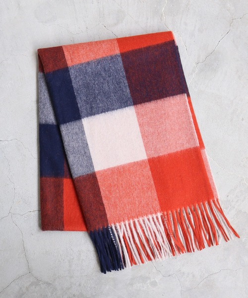 bulle de savon（ビュルデサボン）の「チェックストール（ストール/ショール・レディース・オレンジ/グレー/チャコールグレー/グリーン/ブルー・FREE）」の8枚目の写真