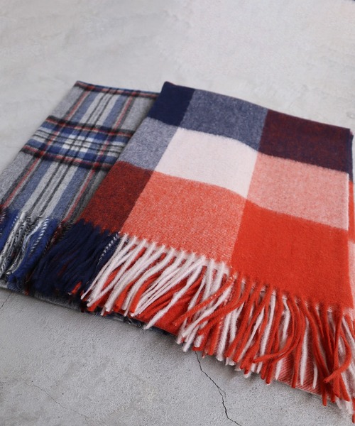 bulle de savon（ビュルデサボン）の「チェックストール（ストール/ショール・レディース・オレンジ/グレー/チャコールグレー/グリーン/ブルー・FREE）」の11枚目の写真