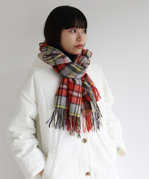 bulle de savon（ビュルデサボン）の「チェックストール（ストール/ショール・レディース・オレンジ/グレー/チャコールグレー/グリーン/ブルー・FREE）」の12枚目の写真