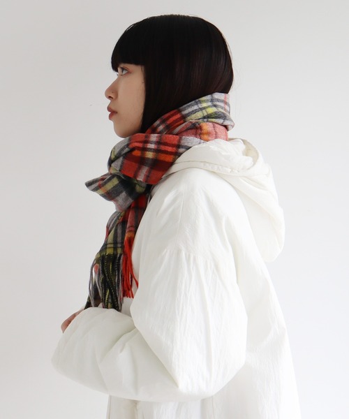 bulle de savon（ビュルデサボン）の「チェックストール（ストール/ショール・レディース・オレンジ/グレー/チャコールグレー/グリーン/ブルー・FREE）」の14枚目の写真
