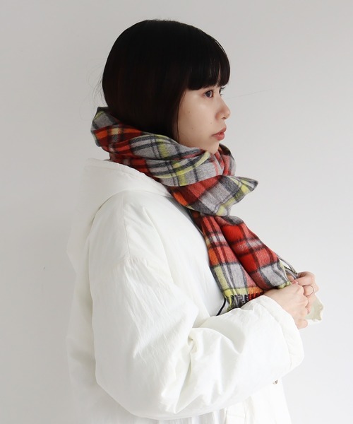 bulle de savon（ビュルデサボン）の「チェックストール（ストール/ショール・レディース・オレンジ/グレー/チャコールグレー/グリーン/ブルー・FREE）」の15枚目の写真