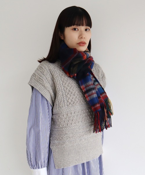 bulle de savon（ビュルデサボン）の「チェックストール（ストール/ショール・レディース・オレンジ/グレー/チャコールグレー/グリーン/ブルー・FREE）」の20枚目の写真