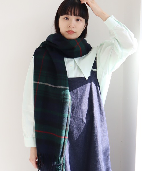 bulle de savon（ビュルデサボン）の「チェックストール（ストール/ショール・レディース・オレンジ/グレー/チャコールグレー/グリーン/ブルー・FREE）」の22枚目の写真