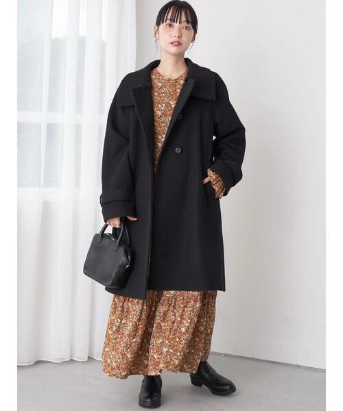 earth music&ecology（アースミュージックアンドエコロジー）の「2WAY Aラインコート（その他アウター・レディース・ブラック/サックスブルー/グレイッシュベージュ・M/L）」の4枚目の写真