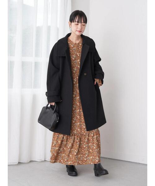 earth music&ecology（アースミュージックアンドエコロジー）の「2WAY Aラインコート（その他アウター・レディース・ブラック/サックスブルー/グレイッシュベージュ・M/L）」の5枚目の写真