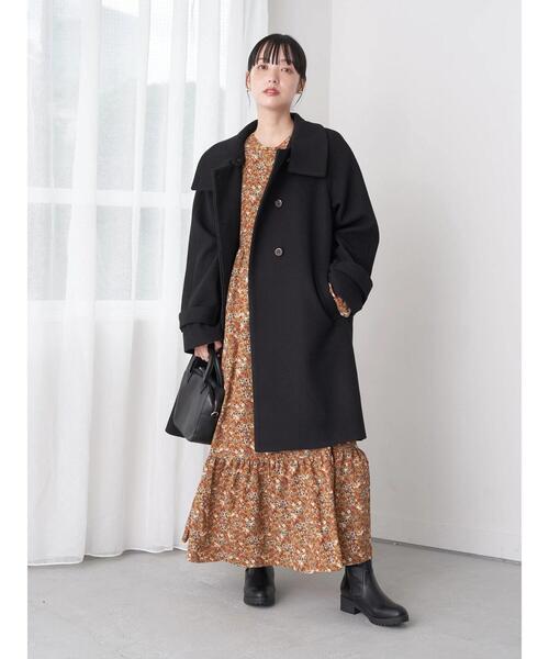 earth music&ecology（アースミュージックアンドエコロジー）の「2WAY Aラインコート（その他アウター・レディース・ブラック/サックスブルー/グレイッシュベージュ・M/L）」の6枚目の写真