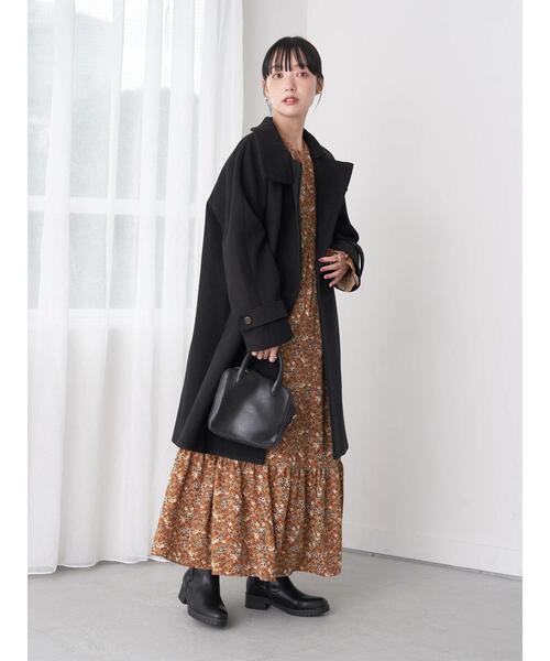 earth music&ecology（アースミュージックアンドエコロジー）の「2WAY Aラインコート（その他アウター・レディース・ブラック/サックスブルー/グレイッシュベージュ・M/L）」の7枚目の写真