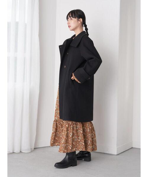 earth music&ecology（アースミュージックアンドエコロジー）の「2WAY Aラインコート（その他アウター・レディース・ブラック/サックスブルー/グレイッシュベージュ・M/L）」の8枚目の写真