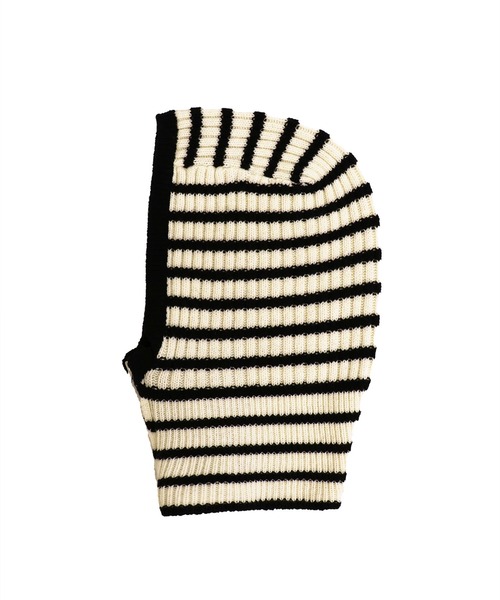 TheOpen Product(ザオープンプロダクト)の「【TheOpen Product/ジ オープン プロダクト】STRIPE ZIP UP BALACLAVA ストライプジップアップバラクラバ(ニットキャップ/ビーニー・レディース・ホワイト/ネイビー・FREE)」の3枚目の写真