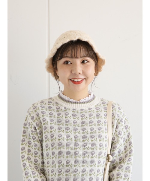 ehka sopo（エヘカソポ）の「かぎ編みニットハット（ハット・レディース・ベージュ/キナリ/ブラック・ﾌﾘ-）」の2枚目の写真