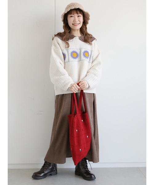 ehka sopo（エヘカソポ）の「かぎ編みニットハット（ハット・レディース・ベージュ/キナリ/ブラック・ﾌﾘ-）」の5枚目の写真