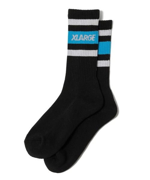 XLARGE(エクストララージ)の「CONTRAST STRIPE SOCKS(ソックス/靴下・メンズ・アッシュ/ブラック/ホワイト・ONE SIZE)」の1枚目の写真