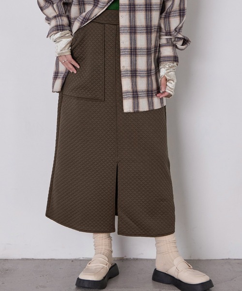 Fashion Letter(ファッションレター)の「ジャガードキルト フロントスリットタイトスカート(スカート・レディース・ブラック/グレー/ブラウン・M)」の1枚目の写真