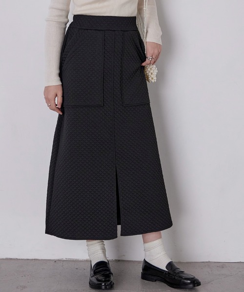 Fashion Letter(ファッションレター)の「ジャガードキルト フロントスリットタイトスカート(スカート・レディース・ブラック/グレー/ブラウン・M)」の2枚目の写真
