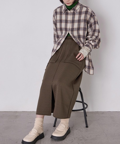 Fashion Letter(ファッションレター)の「ジャガードキルト フロントスリットタイトスカート(スカート・レディース・ブラック/グレー/ブラウン・M)」の14枚目の写真