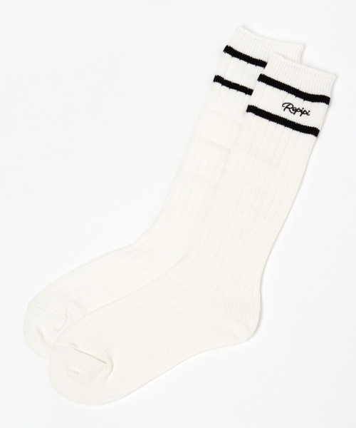 repipi armario（レピピ アルマリオ）の「ラインルーズソックス（ソックス/靴下・キッズ・コーラル/パープル/ライム/グリーン/ホワイト/ブラック/ブルー/サックスブルー/グレー/ベージュ/グリーン系その他/オレンジ/グリーン系その他2/ブルー系その他・FREE）」の2枚目の写真