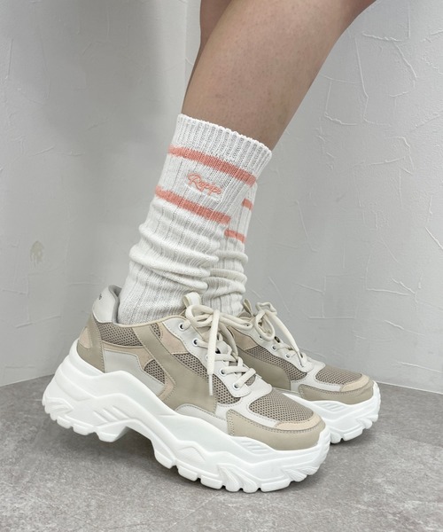 repipi armario（レピピ アルマリオ）の「ラインルーズソックス（ソックス/靴下・キッズ・コーラル/パープル/ライム/グリーン/ホワイト/ブラック/ブルー/サックスブルー/グレー/ベージュ/グリーン系その他/オレンジ/グリーン系その他2/ブルー系その他・FREE）」の13枚目の写真