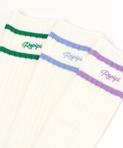 repipi armario（レピピ アルマリオ）の「ラインルーズソックス（ソックス/靴下・キッズ・コーラル/パープル/ライム/グリーン/ホワイト/ブラック/ブルー/サックスブルー/グレー/ベージュ/グリーン系その他/オレンジ/グリーン系その他2/ブルー系その他・FREE）」の19枚目の写真