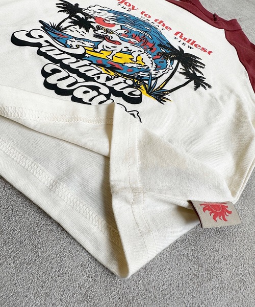 Life Support Products（ライフサポートプロダクツ）の「防汚加工ラグランプリントTシャツ(80～150cm)（Tシャツ/カットソー・キッズ・レッド/チャコール/ブルー/カーキ・140/120/95/110/150/100/80/130/90）」の6枚目の写真