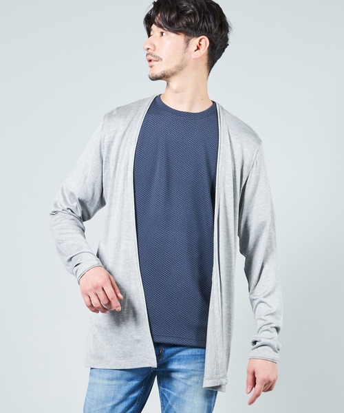 TETE HOMME（テットオム）の「ノーカラーレーヨンカーディガン（カーディガン/ボレロ・メンズ・サンドベージュ/グレー・X-LARGE）」の2枚目の写真