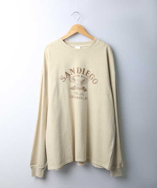 spiritoso(スピリトーゾ)の「spiritoso ピグメントアーチロゴイーグルプリントロンT 長袖(Tシャツ/カットソー・レディース・バーガンディー/グレイッシュベージュ/ブラック/チャコール・F)」の3枚目の写真