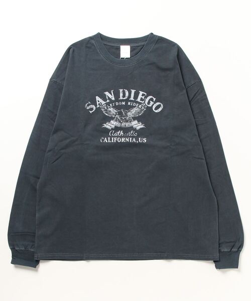 spiritoso(スピリトーゾ)の「spiritoso ピグメントアーチロゴイーグルプリントロンT 長袖(Tシャツ/カットソー・レディース・バーガンディー/グレイッシュベージュ/ブラック/チャコール・F)」の1枚目の写真