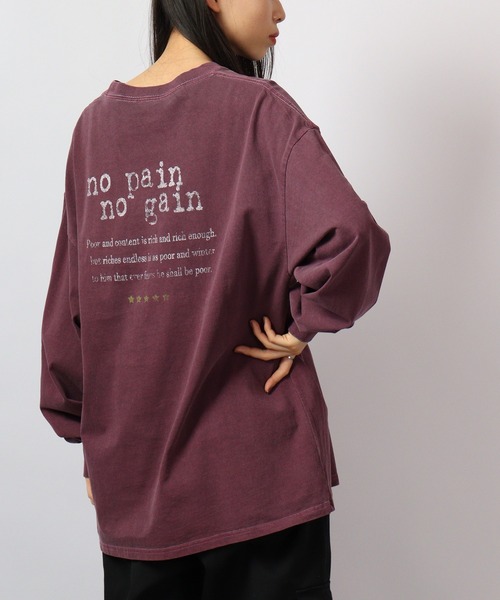 spiritoso(スピリトーゾ)の「spiritoso ピグメントアーチロゴイーグルプリントロンT 長袖(Tシャツ/カットソー・レディース・バーガンディー/グレイッシュベージュ/ブラック/チャコール・F)」の15枚目の写真