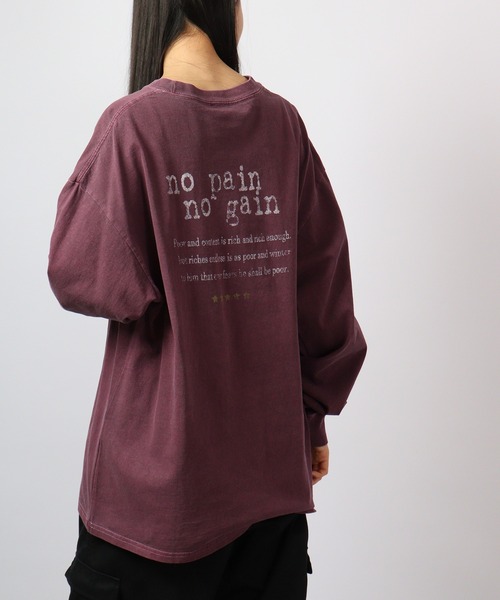 spiritoso(スピリトーゾ)の「spiritoso ピグメントアーチロゴイーグルプリントロンT 長袖(Tシャツ/カットソー・レディース・バーガンディー/グレイッシュベージュ/ブラック/チャコール・F)」の14枚目の写真