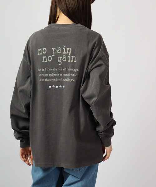 spiritoso(スピリトーゾ)の「spiritoso ピグメントアーチロゴイーグルプリントロンT 長袖(Tシャツ/カットソー・レディース・バーガンディー/グレイッシュベージュ/ブラック/チャコール・F)」の6枚目の写真